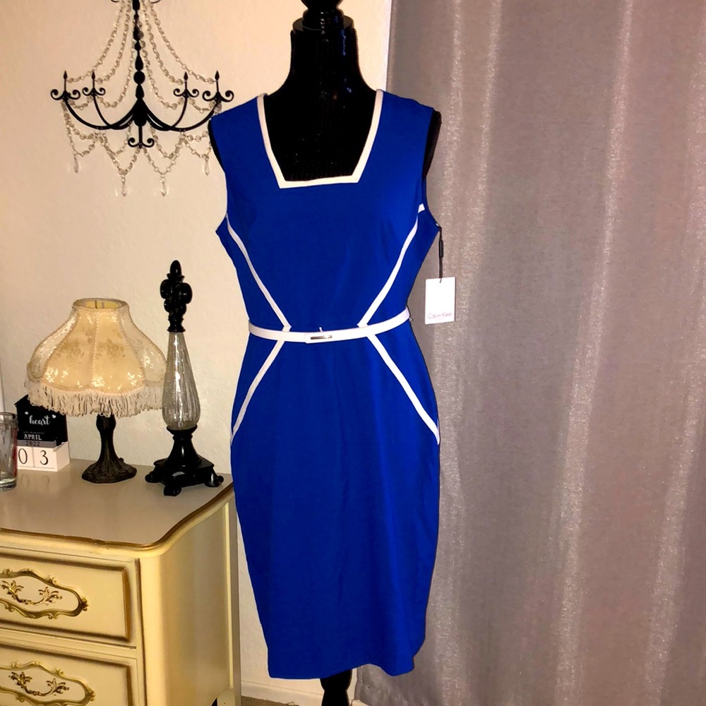 NWT Royal Blue Calvin Klein Dress w/ Belt